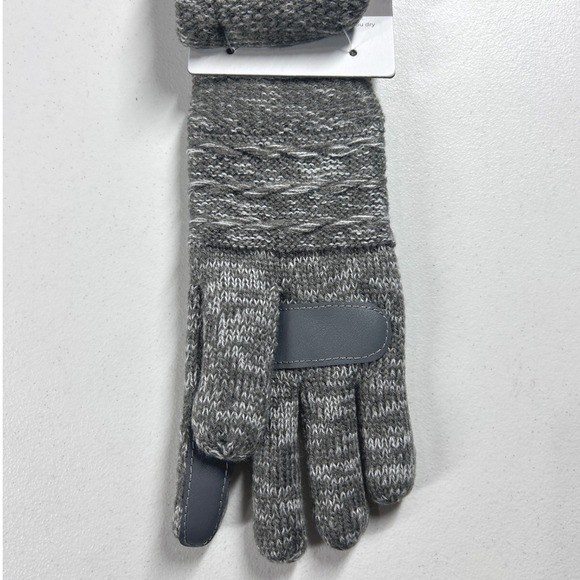 Isotoner Women's 1SZ SmartDri EcoComfort Heather Grey Ivory Gloves NEW - Picture 6 of 7